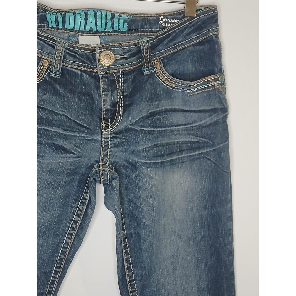 Hydraulic Gramercy Slim Boot Jeans Women’s 5/6 Low Rise Embroidered Pockets Y2K - Picture 2 of 16